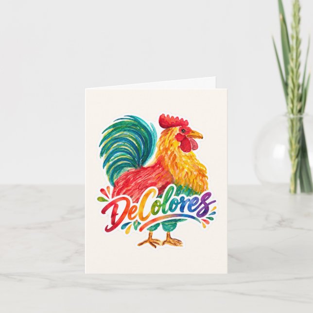 De Colores Watercolor Rooster Note Card (Front)
