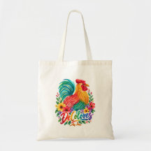 De Colores Watercolor Rooster Tote Bag