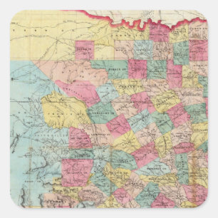 De Cordova's Map of Texas Square Sticker