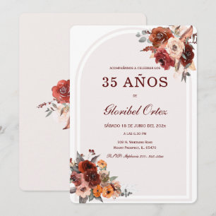 De Cumpleaños Terracota Borgoña Invitation
