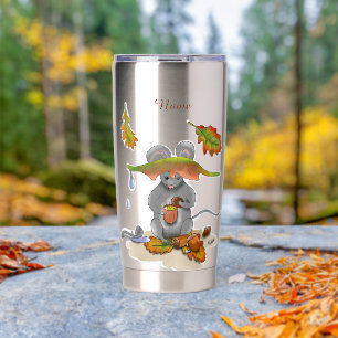 DE/GB Thermobecher/Thermal mug Herbst/Fall Maus Insulated Tumbler