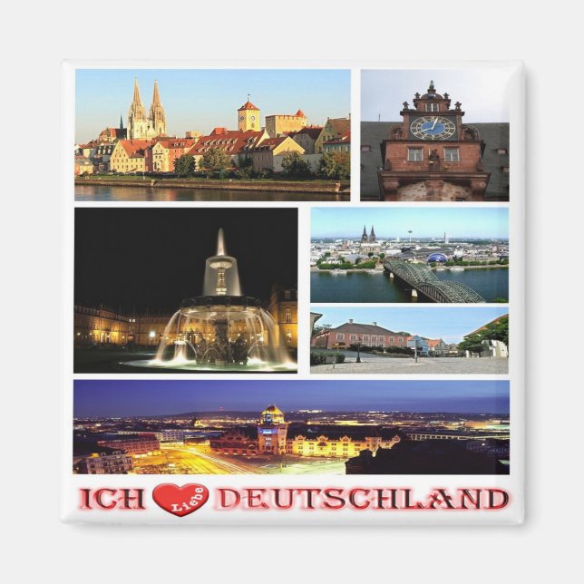 DE - Germany - I Love - Collage Mosaic Magnet (Front)
