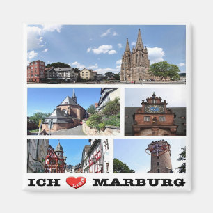 DE - Germany - Marburg - I Love - Collage Mosaic Magnet