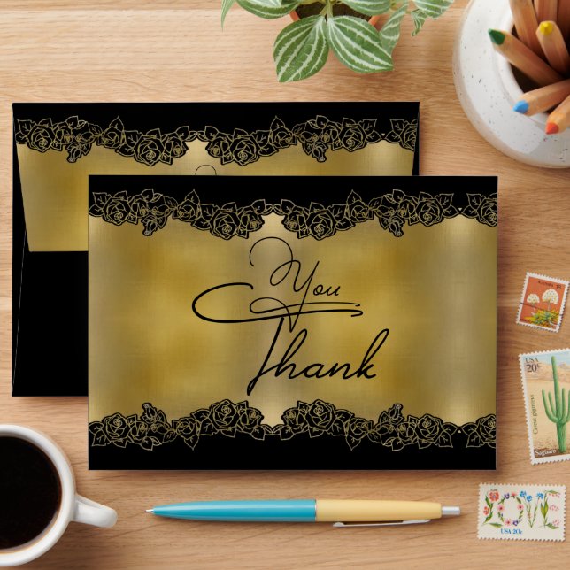 de gracias  dorado con rosas envelope (Desk)