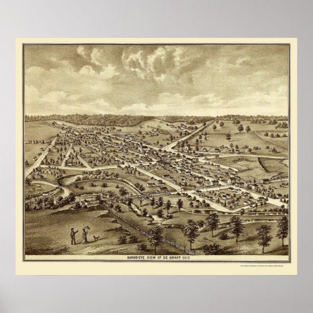 De Graff, OH Panoramic Map - 1875 Poster (Front)