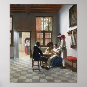 De Hooch - Card Players In A Sunlit Room Poster