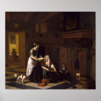 De Hooch - Two Women And Two Children In A Kitche…