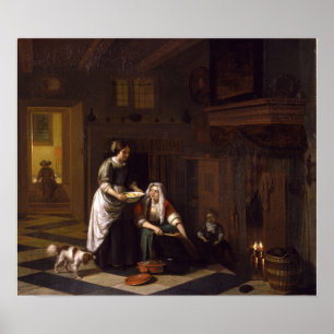 De Hooch - Two Women And Two Children In A Kitche… Poster