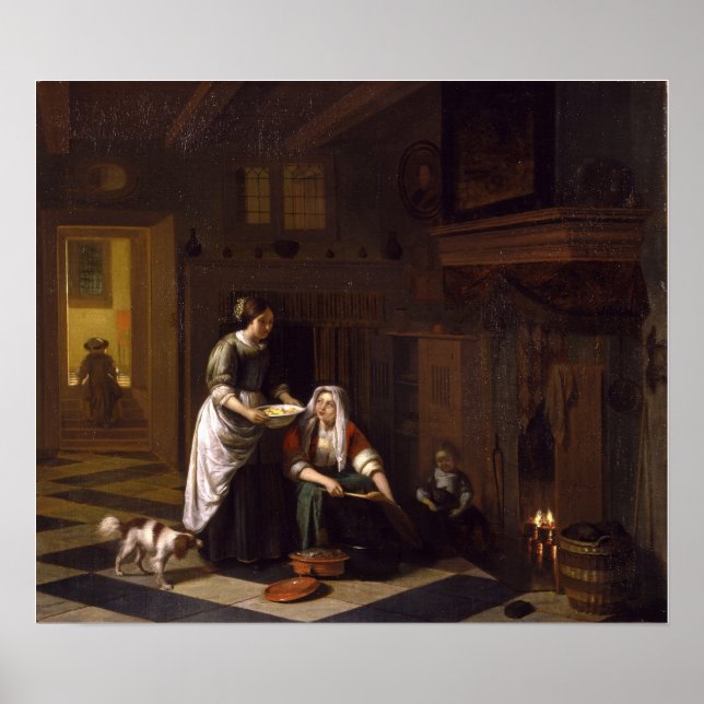 De Hooch - Two Women And Two Children In A Kitche… Poster (Front)