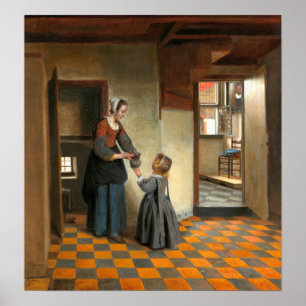 De Hooch - Woman With Child In Pantry Poster