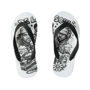 De La Soul Hip Hop Tribute Vintage Streetwear Kid's Jandals