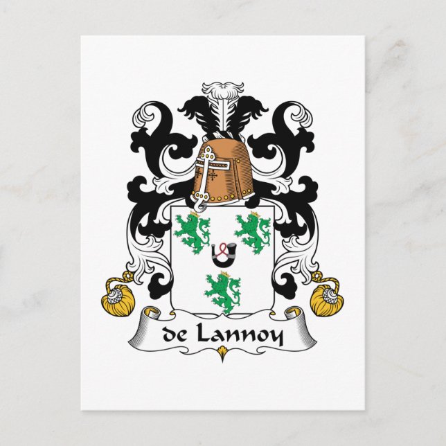 de Lannoy Family Crest Postcard (Front)