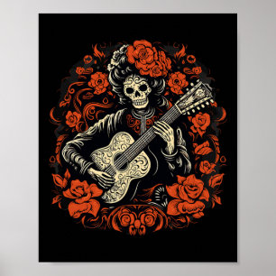 De Los Muertos Day Of The Dead Halloween Skeleton  Poster