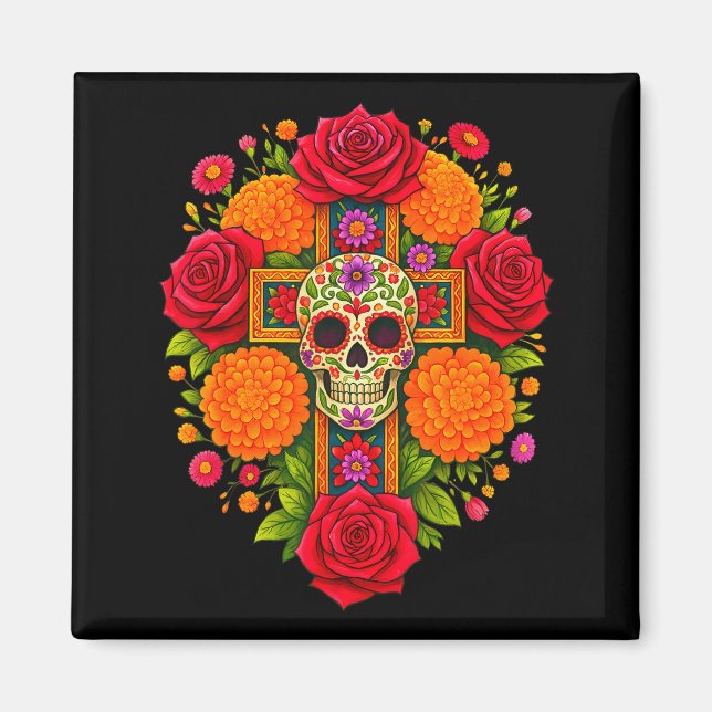De Los Muertos Day Of The Dead Sugar Skull Christi Magnet (Front)