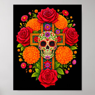 De Los Muertos Day Of The Dead Sugar Skull Christi Poster