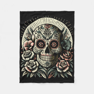 De Los Muertos Day Of The Dead Sugar Skull Hallowe Fleece Blanket