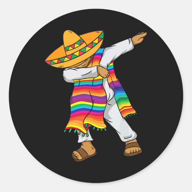 De Mayo Dabbing Mexican Poncho Kids Toddler Boy Me Classic Round Sticker (Front)