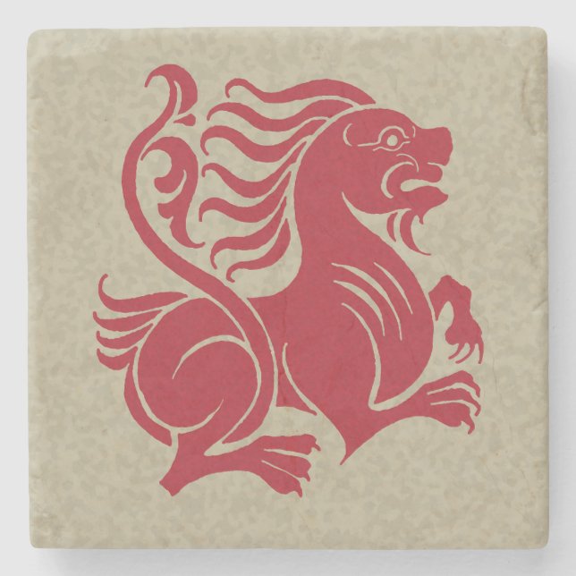 De Morgan's Lion Marble Stone Coaster (Front)