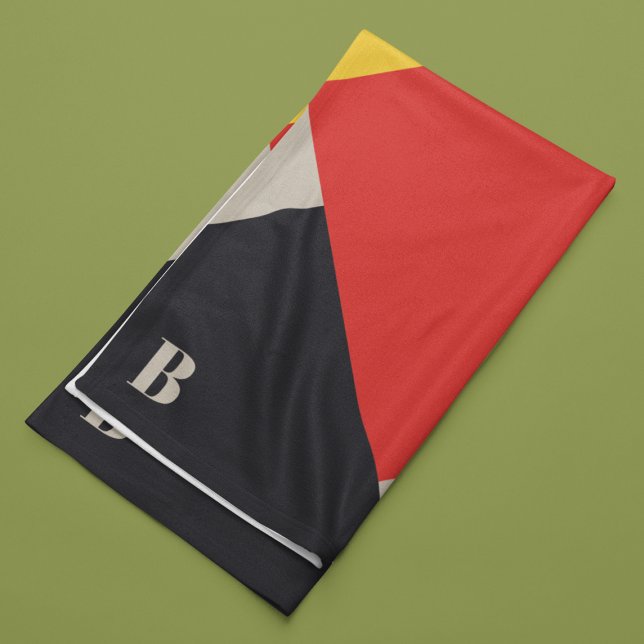 De Stijl Inspired Primary Coloured Squares Monogra Fleece Blanket (Creator Uploaded)