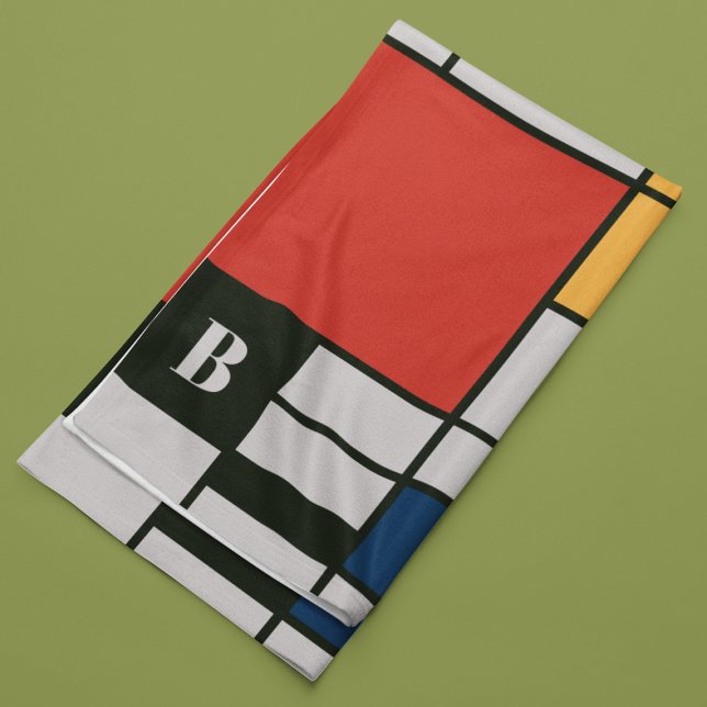 De Stijl Inspired Primary Coloured Squares Monogra Fleece Blanket (Creator Uploaded)