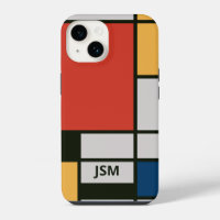 De Stijl Inspired Primary Coloured Squares Monogra