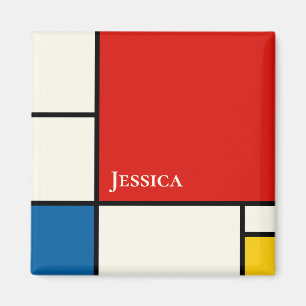 De Stijl Inspired Primary Coloured Squares Monogra Magnet