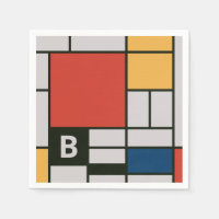 De Stijl Inspired Primary Coloured Squares Monogra
