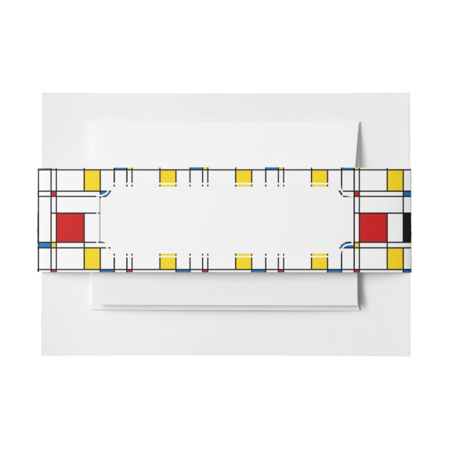 De Stijl Pattern Invitation Belly Band (Front Example)