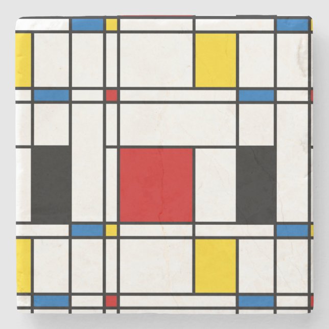 De Stijl Pattern Stone Coaster (Front)