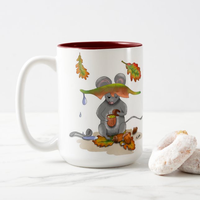 DE Tasse/Mug Herbst/Autumn Mauss/Mouse Two-Tone Coffee Mug (With Donut)