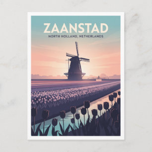De Zaanse Schans Tulip Fields Zaandam Netherlands Postcard