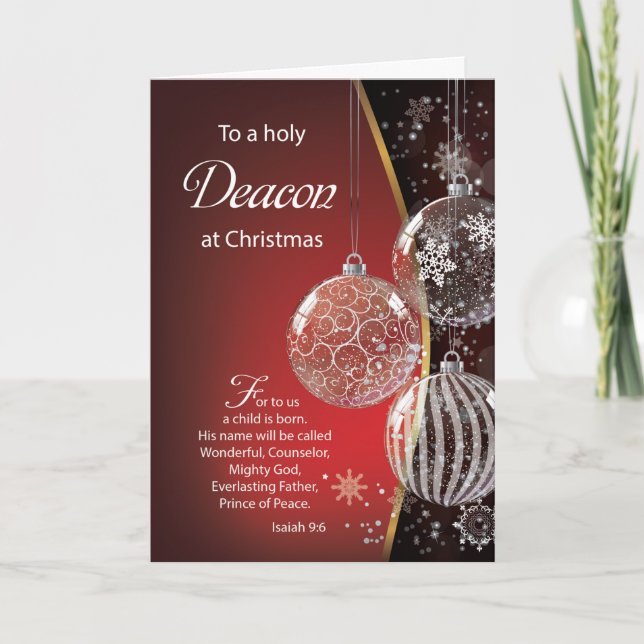 Deacon Christmas Bible Quote Ornaments  Card (Front)