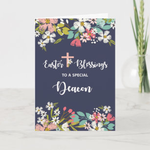 Deacon Easter Blessings of Risen Christ Flowers Card