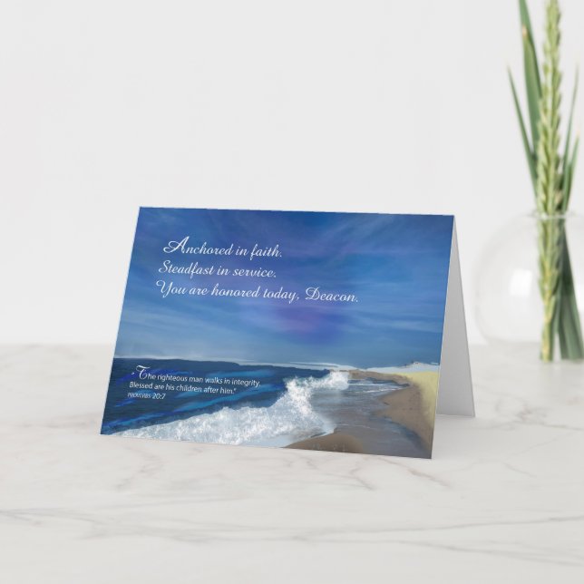 Deacon Religious Father's Day Ocean Anchored Faith Card (Front)
