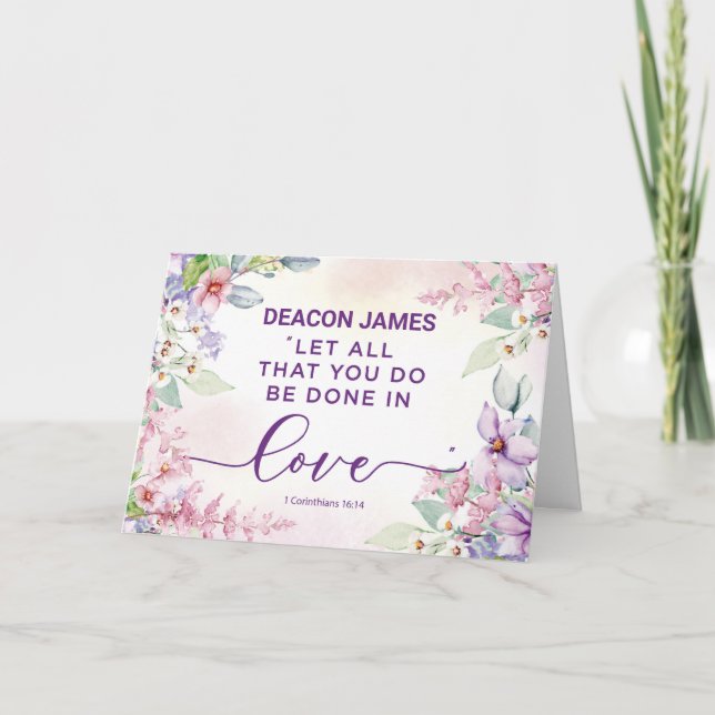Deacon Religious Valentine's Day Love Scripture Card (Front)