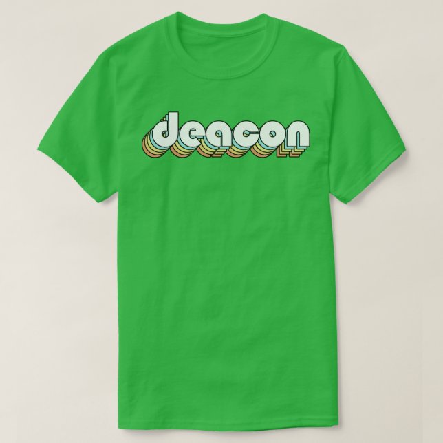 Deacon Retro Rainbow Typography Faded Style T-Shirt (Design Front)