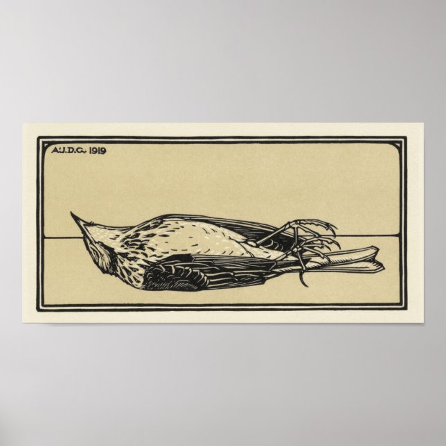 Dead Bird by Julie de Graag Art Nouveau Poster (Front)