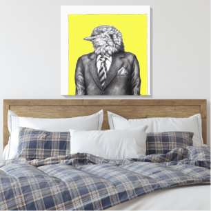 Dead Bird in Black Suits (Retro Yellow) Canvas Print