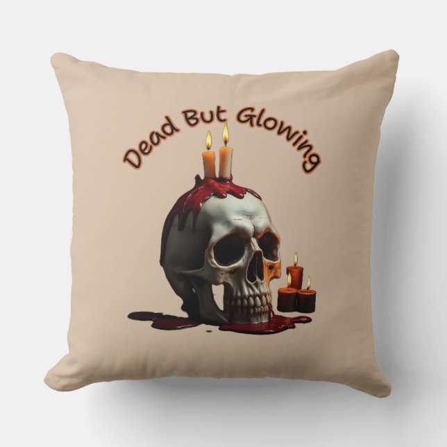 Dead But Glowing Halloween Throw Pillow (Front)