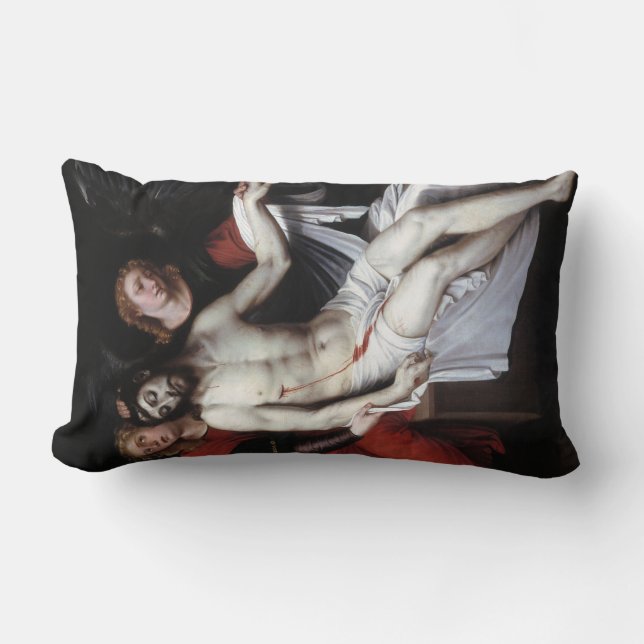 Dead Christ Supported by Two Angels (Ribalta) Lumbar Cushion (Front)