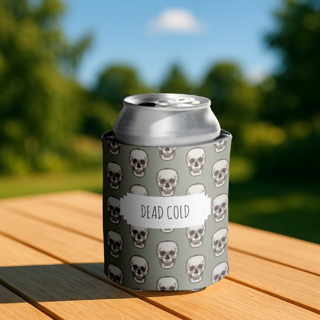 Dead Cold Gothic Spooky Skull Pattern Can Cooler (Creator Uploaded)