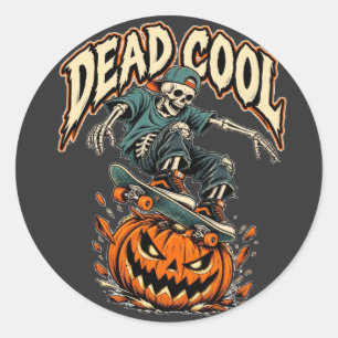 Dead Cool Skateboarding Skeleton Classic Round Sticker