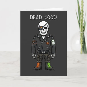 Dead Cool Skeleton Biker Halloween Card