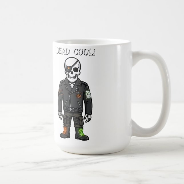 Dead Cool Skeleton Biker | Halloween Coffee Mug (Right)