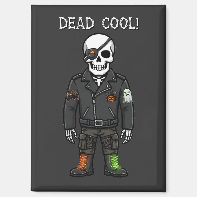 Dead Cool Skeleton Biker | Halloween Magnet (Front)