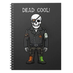 Dead Cool Skeleton Biker Halloween Notebook