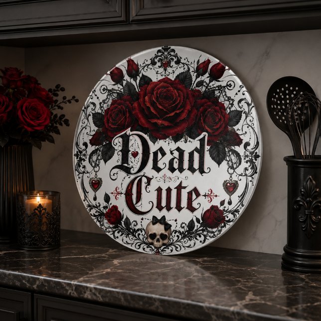 Dead Cute Red Rose Gothic Romance Halloween Cutting Board (Creator Uploaded)