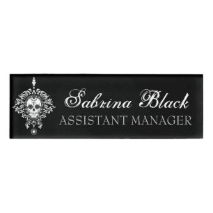 Dead Damask Chic Sugar Skull Custom Nametag Name Tag