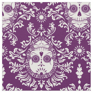 Dead Damask - Chic Sugar Skull Damask Pattern Fabric
