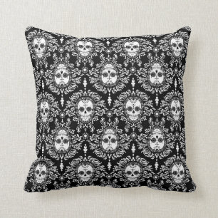 Dead Damask - Chic Sugar Skulls Throw Pillow